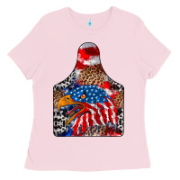 Bubblegum Pink America Ladies Tee - CowhideDigitalArt
