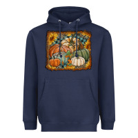 Navy pumpkins with sunflowers Heavyweight Hoodie - RanaPortraitStore