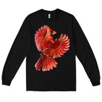Black Flying Northern Cardinal Bird Long Sleeve Tee - LillyAllenDesigns