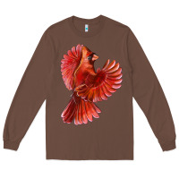 Chestnut Flying Northern Cardinal Bird Long Sleeve Tee - LillyAllenDesigns