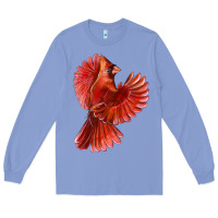 Colony Blue Flying Northern Cardinal Bird Long Sleeve Tee - LillyAllenDesigns