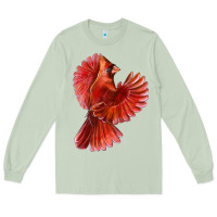 Matcha Flying Northern Cardinal Bird Long Sleeve Tee - LillyAllenDesigns