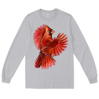 Moon Dust Flying Northern Cardinal Bird Long Sleeve Tee - LillyAllenDesigns