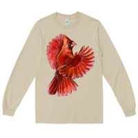 Mushroom Flying Northern Cardinal Bird Long Sleeve Tee - LillyAllenDesigns