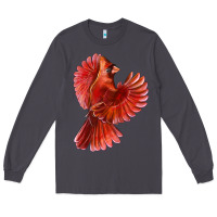 Smoke Flying Northern Cardinal Bird Long Sleeve Tee - LillyAllenDesigns