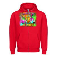 Red Loaded Tea Junkie Zipper Hoodie - Jasminsmagicworld