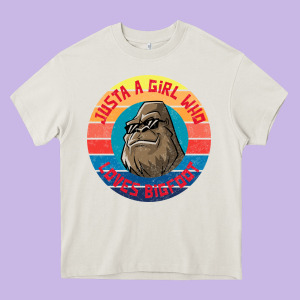 Retro Sunset Just A Girl Who Loves Bigfoot Heavy Core Tee Designed By Artisfamous