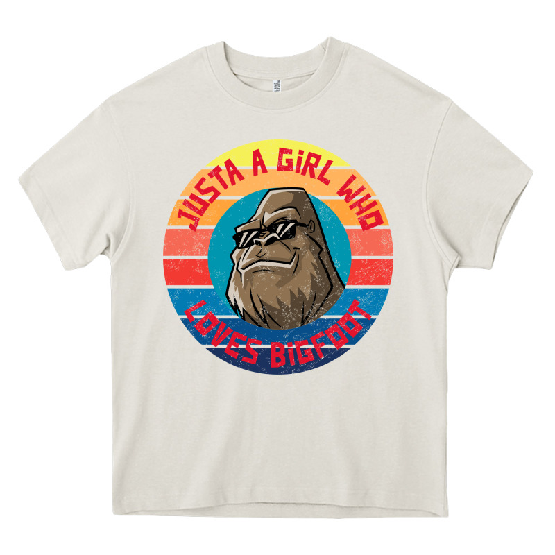 Retro Sunset Just A Girl Who Loves Bigfoot Heavy Core Tee by artisFamous | Teevron