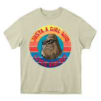 Mossy Retro Sunset Just A Girl Who Loves Bigfoot Heavy Core Tee - artisFamous