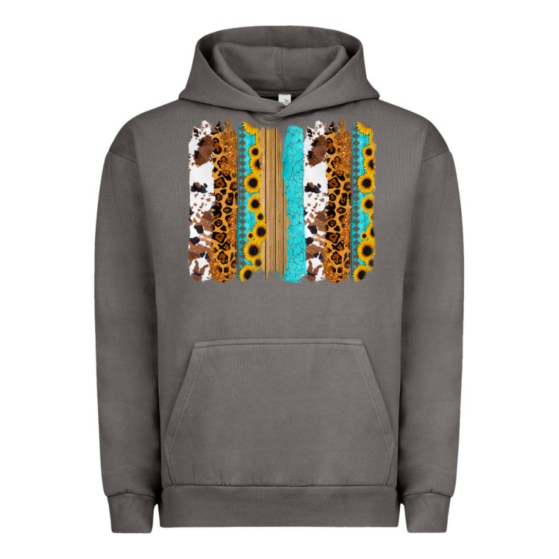 Turquoise Sunflowers Cowhide Leopard Glitter Background Urban Hoodie by RanaPortraitStore | Teevron