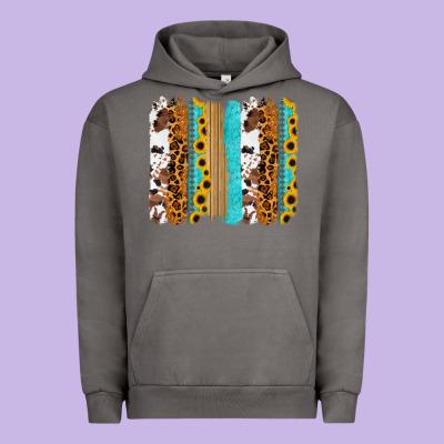 Turquoise Sunflowers Cowhide Leopard Glitter Background Urban Hoodie Designed By Ranaportraitstore