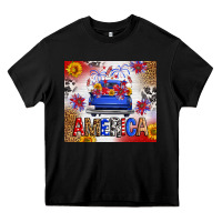 Black Fourth Of July America Truck Heavy Core Tee - FaDigitalArtStudio