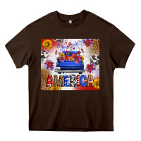 Chocolate Brown Fourth Of July America Truck Heavy Core Tee - FaDigitalArtStudio