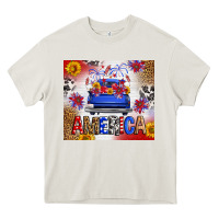 Cream Fourth Of July America Truck Heavy Core Tee - FaDigitalArtStudio