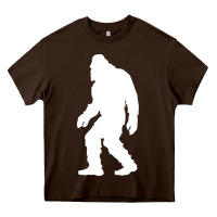 Chocolate Brown bigfoot walking silhouette Heavy Core Tee - artisFamous