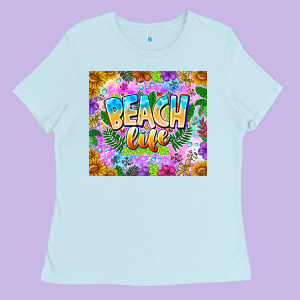 Beach Life Ladies Tee Designed By Cowhidedigitalart