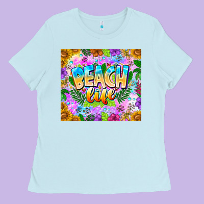 Beach Life Ladies Tee Designed By Cowhidedigitalart