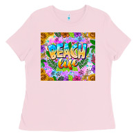 Bubblegum Pink Beach Life Ladies Tee - CowhideDigitalArt