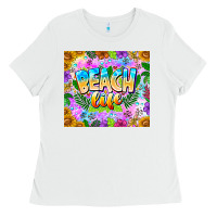 White Beach Life Ladies Tee - CowhideDigitalArt
