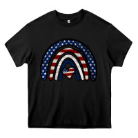 Black USA American Flag Rainbow Heavy Core Tee - Jasminsmagicworld