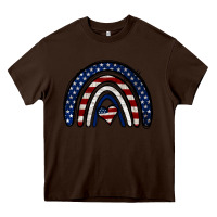 Chocolate Brown USA American Flag Rainbow Heavy Core Tee - Jasminsmagicworld