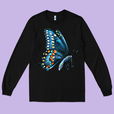 Black Shallowtail Long Sleeve Tee Designed By Lillyallendesigns