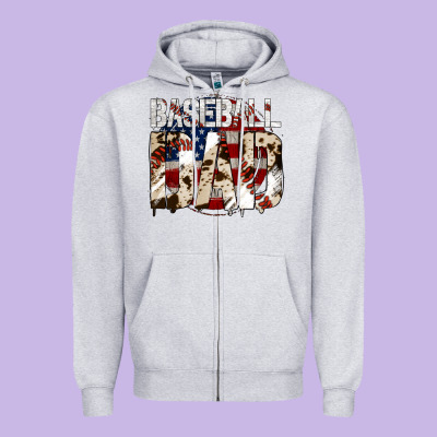 Baseball Dad Zipper Hoodie Designed By Jasminsmagicworld