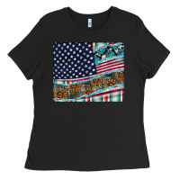 Black American Flag Mouse Pad Ladies Tee - CowhideDigitalArt