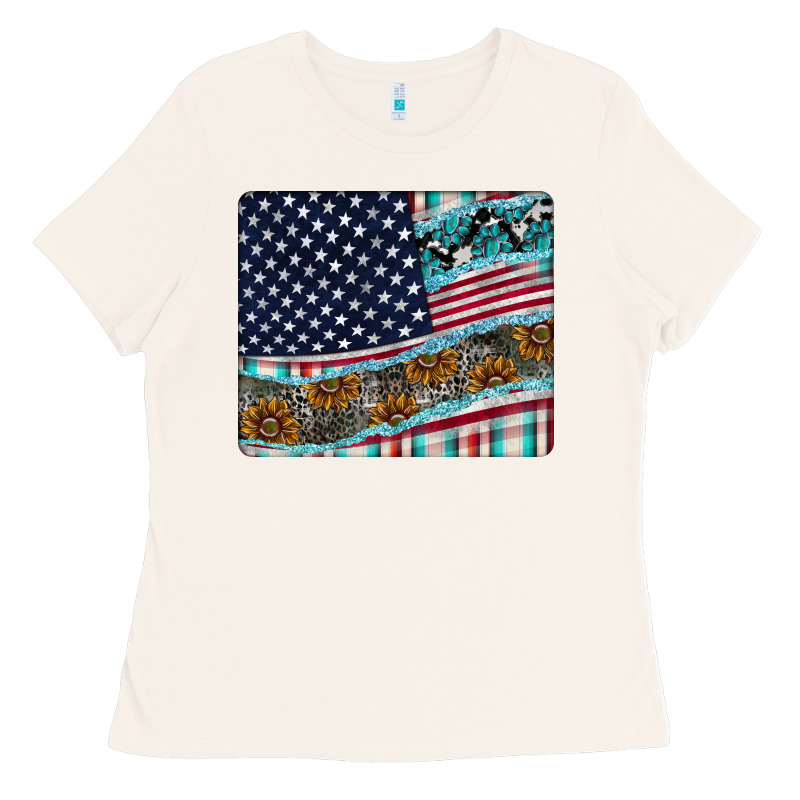 American Flag Mouse Pad Ladies Tee by CowhideDigitalArt | Teevron