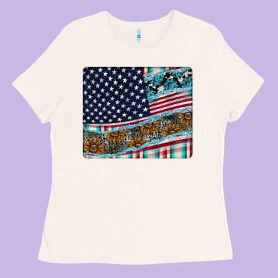 American Flag Mouse Pad Ladies Tee Designed By Cowhidedigitalart