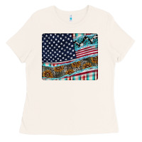 Bone American Flag Mouse Pad Ladies Tee - CowhideDigitalArt