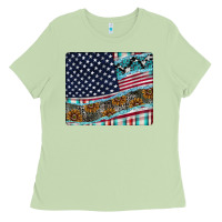 Matcha American Flag Mouse Pad Ladies Tee - CowhideDigitalArt