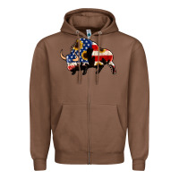 Chestnut american flag bison Zipper Hoodie - Jasminsmagicworld