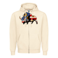 Sandshell american flag bison Zipper Hoodie - Jasminsmagicworld