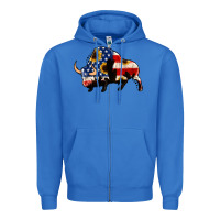 True Royal american flag bison Zipper Hoodie - Jasminsmagicworld