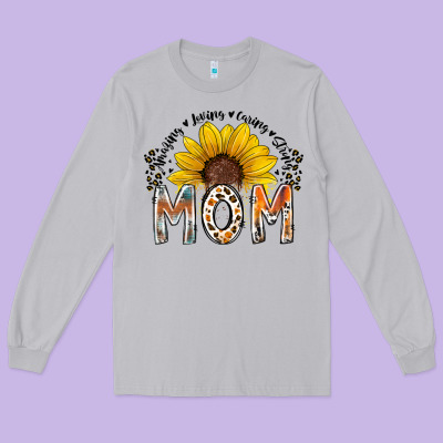 Mom Sunflower Long Sleeve Tee Designed By Racoondesign