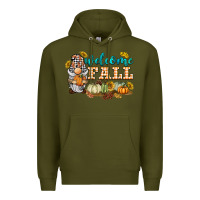 Army Green welcome fall gnome Premium Hoodie - BarkalooDesign