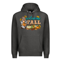 Charcoal Heather welcome fall gnome Premium Hoodie - BarkalooDesign