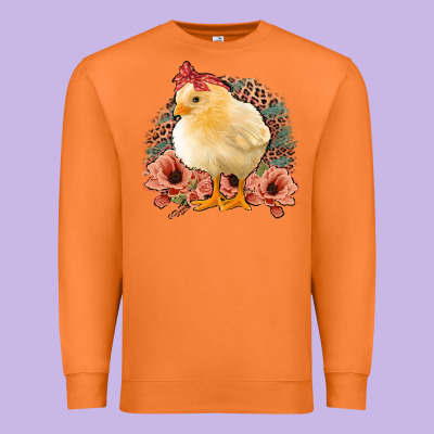 Chick With Flowers Feopard Premium Sweatshirt Designed By Jasminsmagicworld