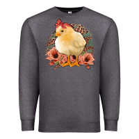 Charcoal Heather Chick With Flowers Feopard Premium Sweatshirt - Jasminsmagicworld