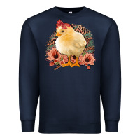 Navy Chick With Flowers Feopard Premium Sweatshirt - Jasminsmagicworld