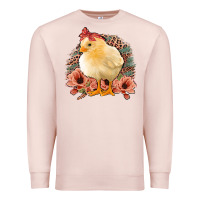 Pale Pink Chick With Flowers Feopard Premium Sweatshirt - Jasminsmagicworld