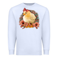 White Chick With Flowers Feopard Premium Sweatshirt - Jasminsmagicworld