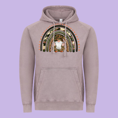 Camouflage Gnomes Rainbow Vintage Hoodie Designed By Artiststas