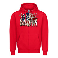 Red baseball mom Zipper Hoodie - Jasminsmagicworld
