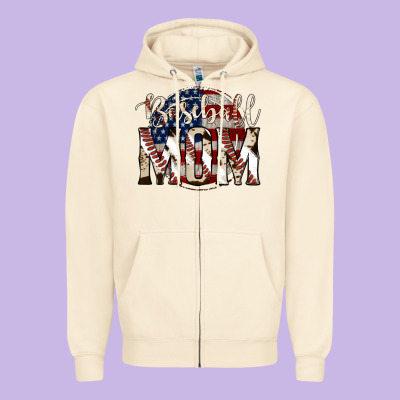 Baseball Mom Zipper Hoodie Designed By Jasminsmagicworld