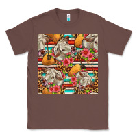 Chestnut western cow with hay and flowers seamless pattern Classic Tee - FaDigitalArtStudio