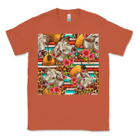 Copper western cow with hay and flowers seamless pattern Classic Tee - FaDigitalArtStudio