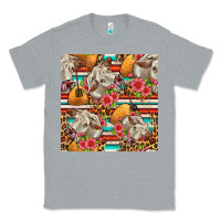 Heather Grey western cow with hay and flowers seamless pattern Classic Tee - FaDigitalArtStudio