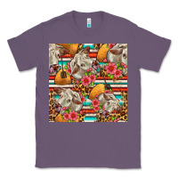 Lavender western cow with hay and flowers seamless pattern Classic Tee - FaDigitalArtStudio